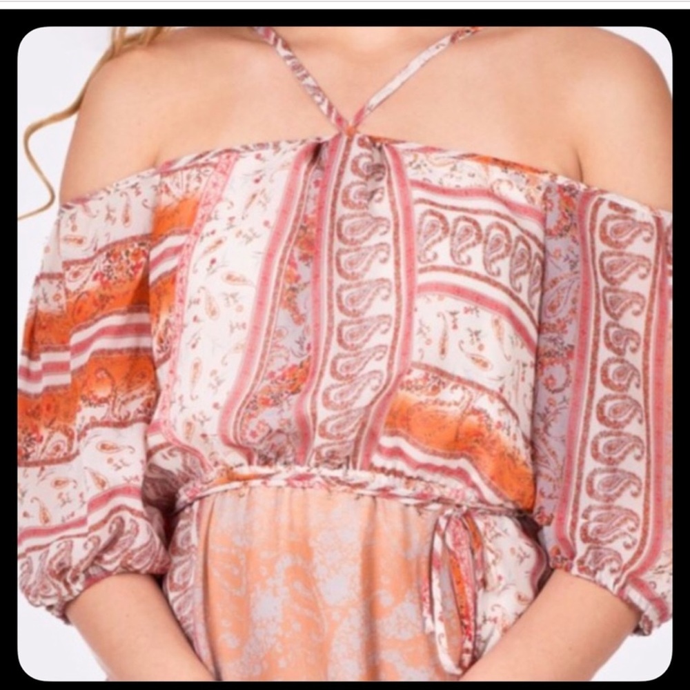 NWT BCBGeneration paisley patchwork‎ off the shou… - image 2